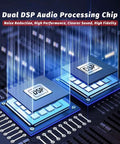 Dual DSP audio processing chip in condenser microphone bundle with live sound card, showcasing noise reduction and high fidelity performance.