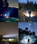 Rechargeable Handheld Spotlight With Solar Panels lighting up outdoor activities like camping, cycling, traveling, and walking.