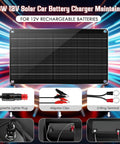 10W 12V Solar Car Battery Charger And Maintainer Waterproof Portable Trickle Charger With Cigarette Lighter Plug And Alligator Clips