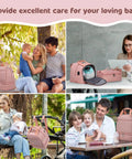 Stay Cool And Fully Loaded With This Dope Breast Pump Bag Cooler Backpack Designed For The Busy Mom Hustle While Keeping Fresh Milk Safe During Hands Free Pumping Days, shown with family and active settings.