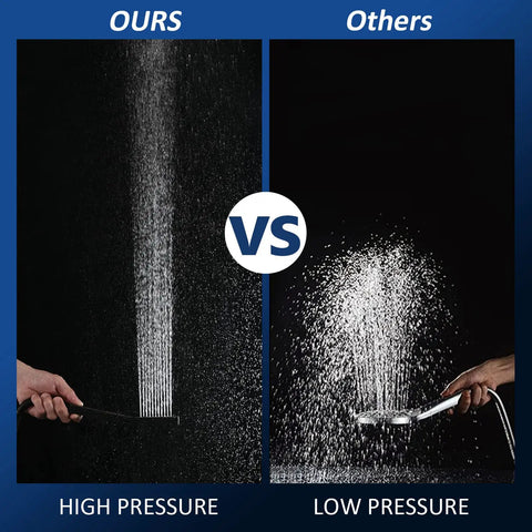 Comparison of All Metal Shower Head With Handheld Combo For High Pressure 10 Inch Rainfall Shower Experience vs standard low pressure shower head