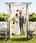 Garden Arbor With Gate And Planter, Metal Arch Trellis With Double Doors, 79 Inches Wide By 81 Inches High for weddings