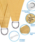 Close-up of Triangle Sun Shade Sail 12 Foot By 12 Foot By 12 Foot Outdoor Patio Garden Deck Yard Canopy with ropes and D-rings