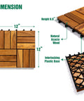 Acacia Wood Interlocking Deck Tiles 12x12 Inch Pack Of 9 For Indoor And Outdoor Use Waterproof All Weather Flooring illustration