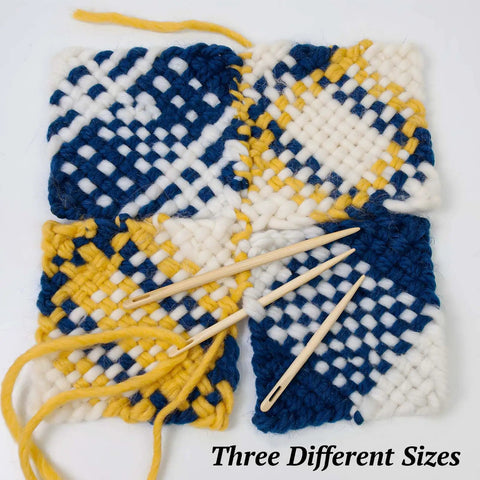 Three Different Sized Nalbinding Needle Set For Knitting And Crochet Large Wooden Bamboo Yarn Needles For Weaving Stitching.