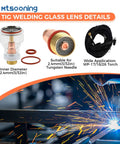 Pro TIG Gas Lens Glass Cup Kit for WP17 WP18 WP26 Torch, High Heat Glass, Stubby Collet Body, fits 2.4mm Tungsten Needle