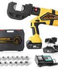 Pro-Gear Heavy Duty Electric Hydraulic Cable Lug Crimping Tool 12-Ton Battery Operated Connector with charger and dies.
