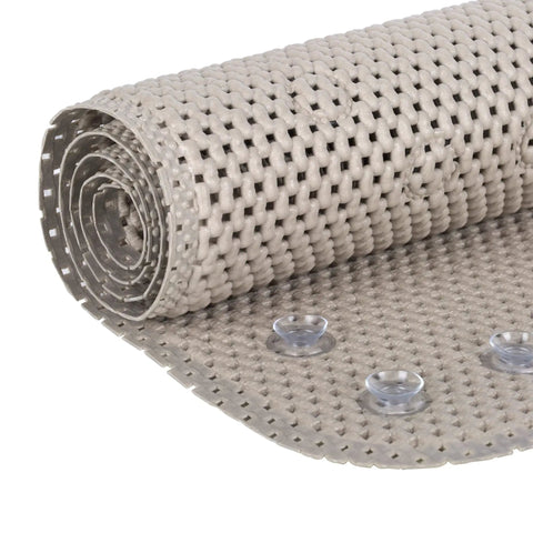Close-up of Softex Bath Mat For Tubs 17 By 36 Inches Taupe Machine Washable Skid Resistant With Suction Cups and Drain Holes