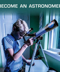 Lunar Telescope For Kids Ages 8 To 12 With Tripod And Finder Scope See The Moon In Incredible Detail Totally Easy To Use Beginner Stargazing Kit With High Quality Optical Glass Perfect Educational Gift For Young Space Fans, child using telescope
