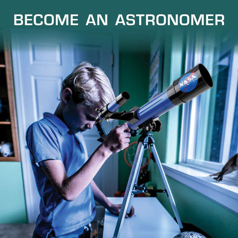 Lunar Telescope For Kids Ages 8 To 12 With Tripod And Finder Scope See The Moon In Incredible Detail Totally Easy To Use Beginner Stargazing Kit With High Quality Optical Glass Perfect Educational Gift For Young Space Fans, child using telescope