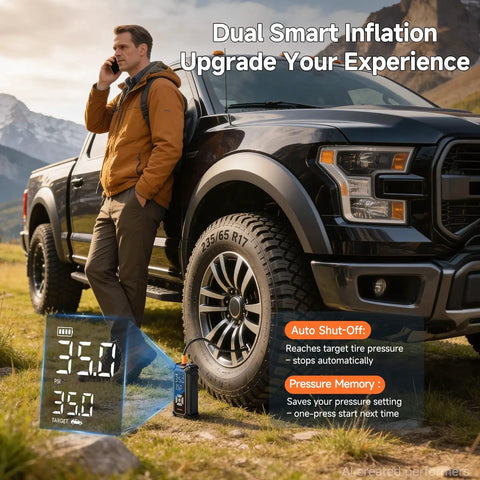 OlarHike Portable Tire Inflator Air Compressor Dual Power With 3000Mah Battery And 12V Dc Fast Auto Pump For Car Truck Suv Bike Deflate Repair Emergency Roadside Kit Compact Compact Design