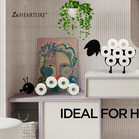 Playful Swan Shaped Toilet Paper Holder Stand Black Metal Bathroom Tissue Organizer For Eight Jumbo Rolls on shelf