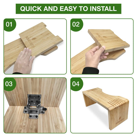 Steps to fold Bamboo Toilet Stool for Adults Non Slip Foldable Portable Poop Stool for Bathroom Easy Pooping Relief Ergonomic Elevation