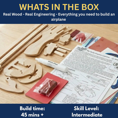 Paper Airplane Launcher STEM Kit For Kids Teens And Adults A Hands On Engineering Project That Lets You Build A Wooden Launcher In About 60 Minutes And Fly Custom Planes While Learning Science, wood parts and instructions