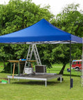 10x10 Foot Pop Up Canopy Tent No Fuss Setup Heavy Duty Sun Shade Shelter With Sand Bags Portable for Camping in Classic Blue