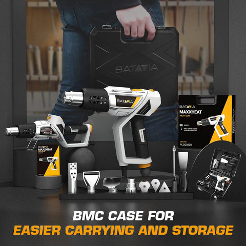 Pro Grade 2 In 1 Heat Gun With Rotatable Handle And Stand, 1500W Fast Heating Hot Air Tool with accessories and case