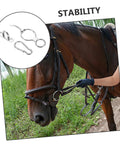 Stainless Steel Horse Stirrup And Tie Ring Set For Trailers And Show Ready Riders with inset showing silver accessory details.
