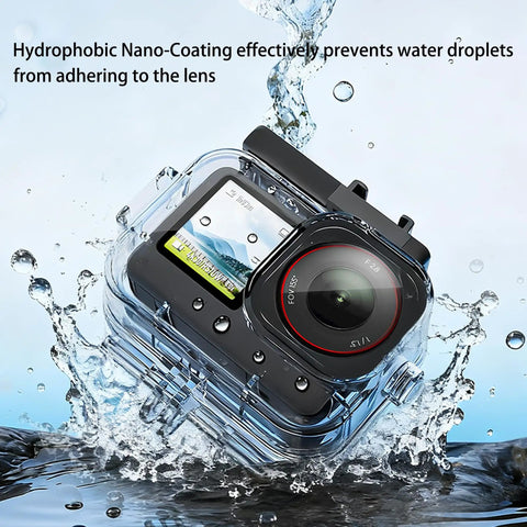Waterproof Case For DJI Osmo Action 6 With 70m 229ft Depth Rating Anti Fog Lens Quick Release Mount splashed with water