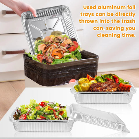 40 Pack 8x8 Inch Aluminum Square Pans With Clear Lids For Baking, Heating, Storing, And Meal Prep, Disposable Foil Pans