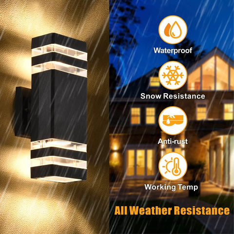 Fresh 4 Pack Outdoor Wall Lights With Up And Down Glow, Solid Black Metal Wall Sconces for porch patio garage, weather-resistant design.