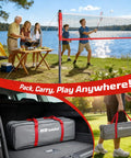 Outdoor Badminton Net Set With Anti Sag Winch System, 20ft Net, 4 Rackets, 3 Shuttlecocks And Carry Bag in backyard use