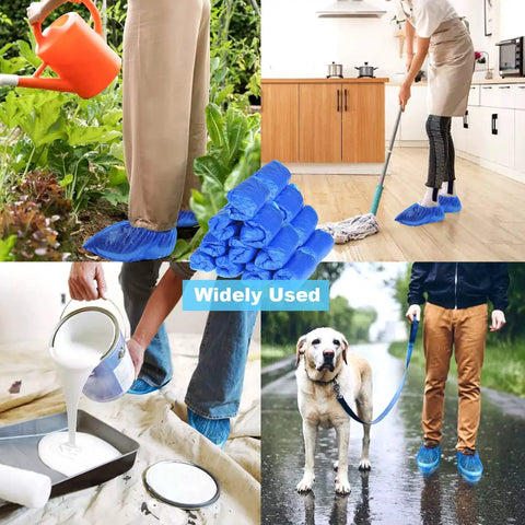 Waterproof Disposable Shoe Covers Non Slip For Indoors And Light Outdoors CPE Plastic Booties 100 Pairs fits most shoes