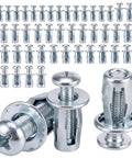 Petal Nut Jack Fasteners Kit 50Pcs M4 M5 M6 M8 Expansion Screws For Hollow Wall Sheet Metal Drywall And Thin Tubes Galvanized Carbon Steel Anchors Secure Load Distribution, zinc-plated fasteners set