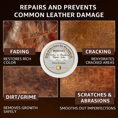 Solid Eight Ounce Leather Repair Balm And Detail Brush Kit Dang Good Scratch Filler And Rich Deep Conditioner For Worn Couches And Car Interiors zero stickiness formula, before and after leather repair