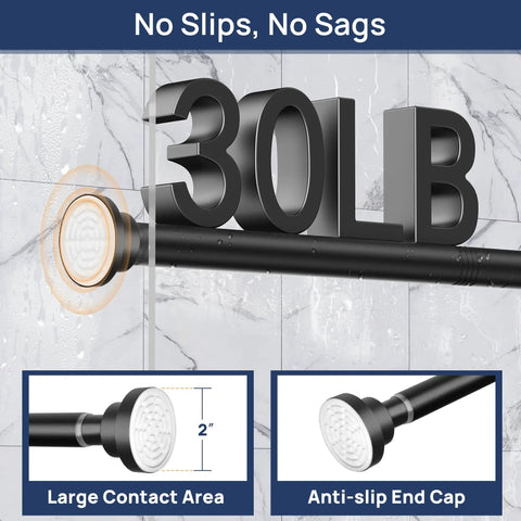 2 Pack Adjustable Spring Tension Curtain Rods 32 To 66 Inches Stainless Steel Matte Black No Drilling Easy Install