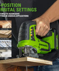 24V Brushless Cordless Jig Saw With 3000 SPM, Four Settings, Led Light, 1 In Stroke, Includes 4.0Ah USB Battery And Charger
