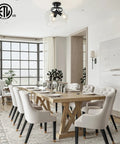 Dining room with 3-Bulb Industrial Style Semi Flush Mount Ceiling Light With Clear Glass Shade, Matte Black Fixture, E26 Base, 13.8 Inch, Ideal For Hallways, Entryways, And Bedrooms, ETL Listed