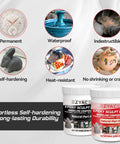 Two Part Epoxy Clay Putty For Sculpting Modeling Building And Repairs Great For Restoration And DIY Projects, Sanding Drilling And Painting After Cure, Natural Finish, One Pound, showing product benefits and packaging.