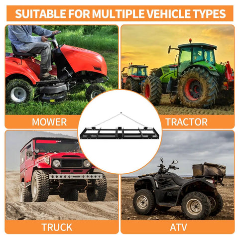 Heavy Duty 6Ft Drag Harrow Driveway Grader With 16Ft Chain For ATV UTV Tractor And Mower Tow Behind Lawn Rake For Gravel Sand Soil And Hay Leveling On Driveways Fields And Paddocks