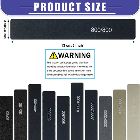 Close-up of 40 Pcs Polishing And Sanding Sticks For Metal Wood Plastic Models Buffing Kit showing sizes and warning label