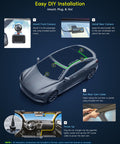 Diagram explaining easy DIY installation of Dual 4K Front And 1080P Rear Dash Cam With STARVIS 2 Sensor and accessories setup.