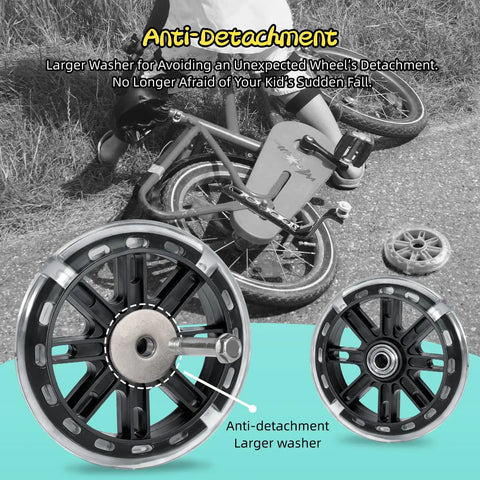 Heavy Duty Bicycle Training Wheels For 14 To 20 Inch Bikes with larger washer and anti-detachment feature for stability