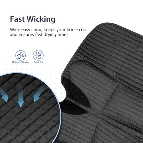 Diamond Quilted Dressage Saddle Pad With Four Pockets And Foam Inserts, Customizable Cushioning, moisture-wicking material
