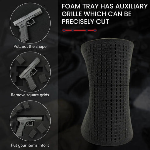Four Pack Gun Case Foam Inserts Precut Black Foam Padding 16 By 12 By 2 Inch With Precisely Scored Grids For Easy Custom Compartments Protect Firearms Electronics Tools And Gear With Dope Shock Absorption, precut foam insert with gun cutout
