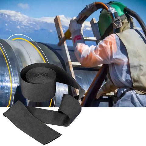 Nylon Protective Hose Sleeve Shield For Welding Tig Torch And Hydraulic Hoses 2.25 Inch Inner Diameter 25 Feet Long Black Heavy Duty Abrasion Resistant Dustproof Flame Retardant Sleeve Built For Tough Jobs in use during welding.
