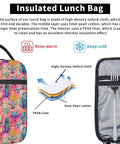 Desert Cactus Flower Insulated Lunch Bag On The Go Lunch Box Tote Waterproof Nylon With Food Grade Aluminum Foil Lining Keeps Meals Fresh