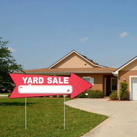 Red Arrow Yard Sale Signs With Stakes 16x5 Inches Double Sided Outdoor Estate Sale Signs For Business This Way Arrow Yard Signs