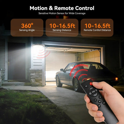 Backyard Ready Outdoor Solar Shed Lights 396 LED Waterproof With Remote, Timer And 5 Modes in use outside a garage