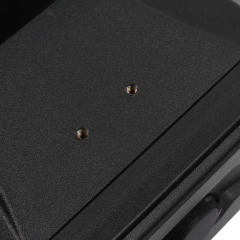 Close-up of Heavy Duty ABS Motorcycle Side Toolbox Featuring Rugged Stainless Steel Brackets, showing mounting holes for secure installation.