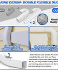 3 Inch 17 Feet Mini Split Line Set Cover Kit Outdoor Waterproof Pipe Cover For Central AC HVAC Weatherproof Decorative Duct Cover Easy Install With Straight And Flexible Ducts Included showing flexible white duct and installation guide