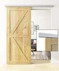 Six Foot Sliding Barn Door Track Kit With Aluminium Box Rail Wall Mounted Hidden Hardware For Modern Doors Easy To Install Low Clearance With Soft Close Trolleys And End Caps Supports Doors Up To 130 Lbs For Heavy Duty Performance.
