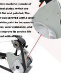 Badass 72X2 Inch Belt Sander and Polisher Featuring Slick Variable Speed Dial for Swift Knife Sharpening Rust Removal Heavy Duty Industrial Grinder 220V showing thick steel construction and off-white finish.