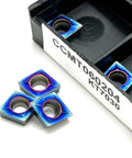 Blue Wear-Resistant Inserts for CCMT060204 and CCMT060208 CNC Lathe Internal Turning Tools, 10 Piece Box KT7030