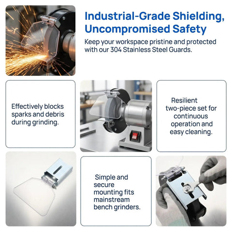 2 Pack Industrial Grinder Splash Guard With Bench Grinder Eye Shield Protector For Angle Power Tool mounted on a grinder.