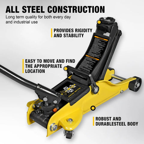 2.5 Ton Trolley Jack With Carrying Case Hydraulic Low Profile Floor Jack For Cars Lift With Single Piston Pump 5500 Lb Capacity Heavy Duty Steel Construction Easy Roll Casters