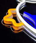 Close-up of King Boo Neon Sign LED Light For Game Room, Ghost Face Mario Theme Acrylic Wall Decor in white, orange, and blue.